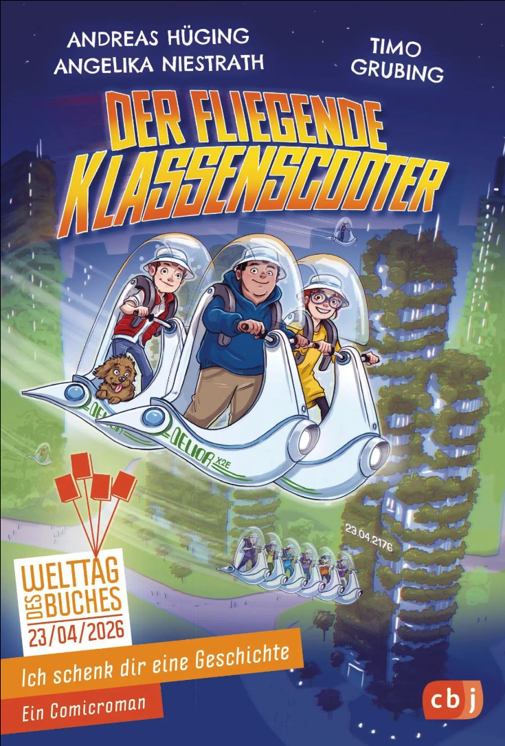 Plakat der fliegende Klassenscooter