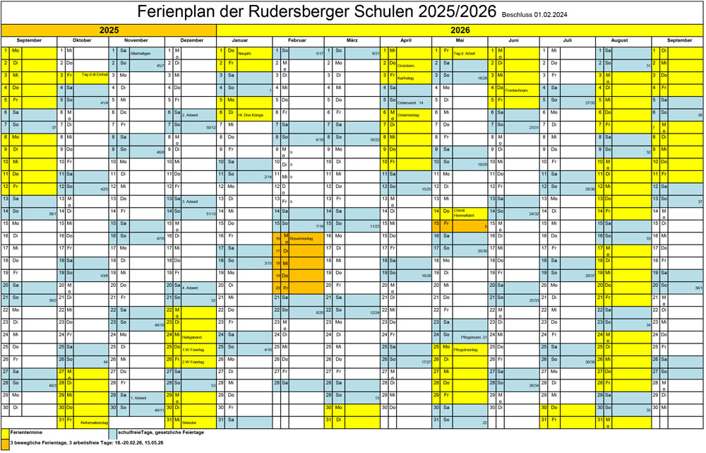 Ferienplaner 2024-25 Rudersberg